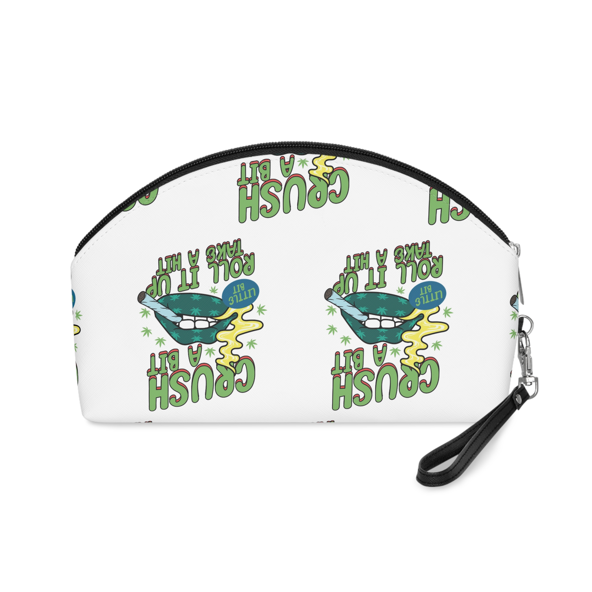 Crush Bit Roll It Up Smoking Lips Quote Vector Shirt Print Design Makeup Bag - Image 2