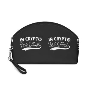 In Crypto We Trust Bitcoin T Shirts Blockchain Cryptocurrency Typography Design Badge Makeup Bag
