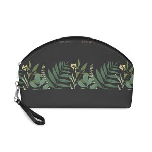 Green Leaves Phrase Dark Makeup Bag