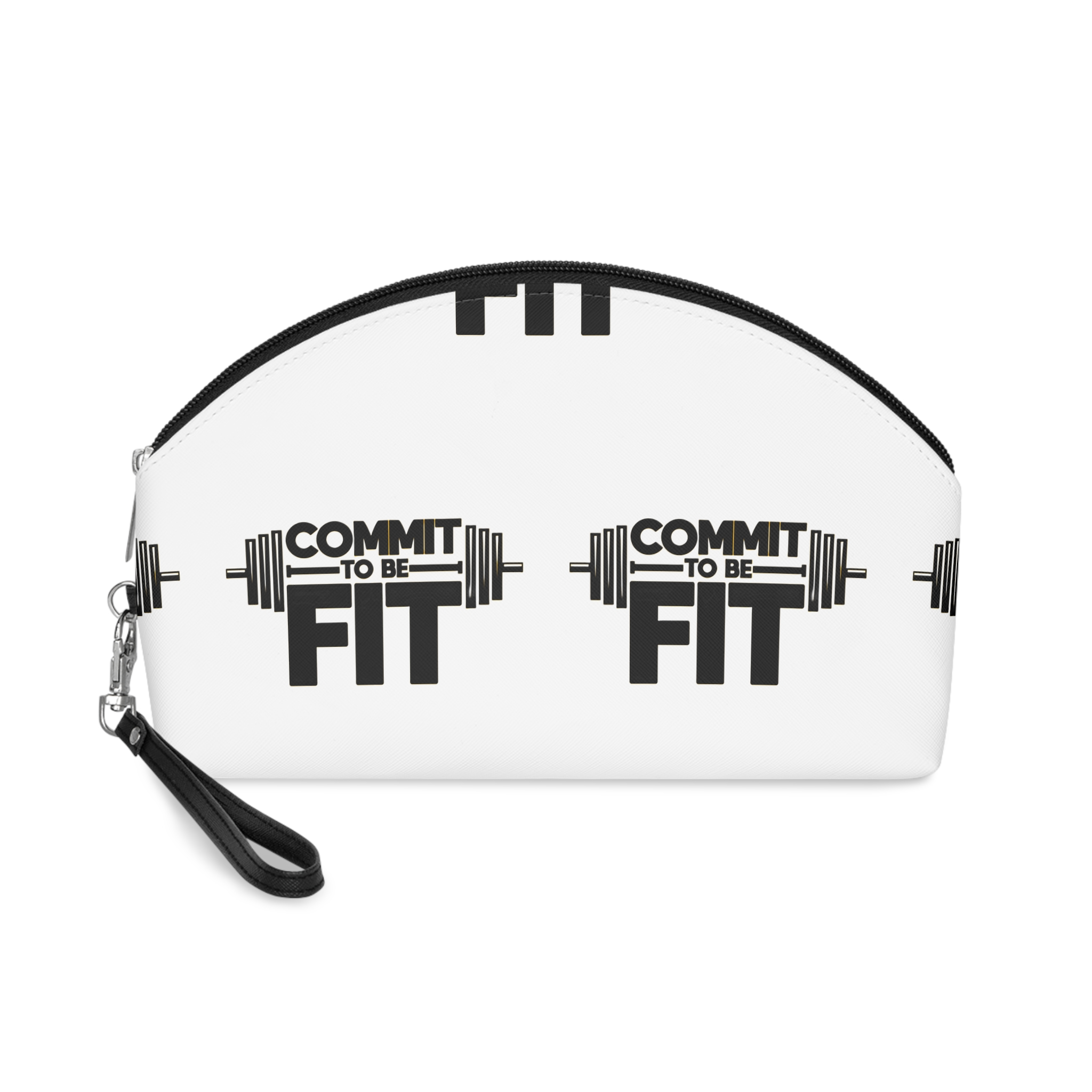 Commit To Be Fit Workout and Fitness Gym Motivation Typography Vector Makeup Bag