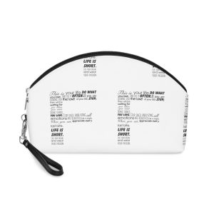 Letter F With Different Positive Phrases Isolated White Background Black White Makeup Bag