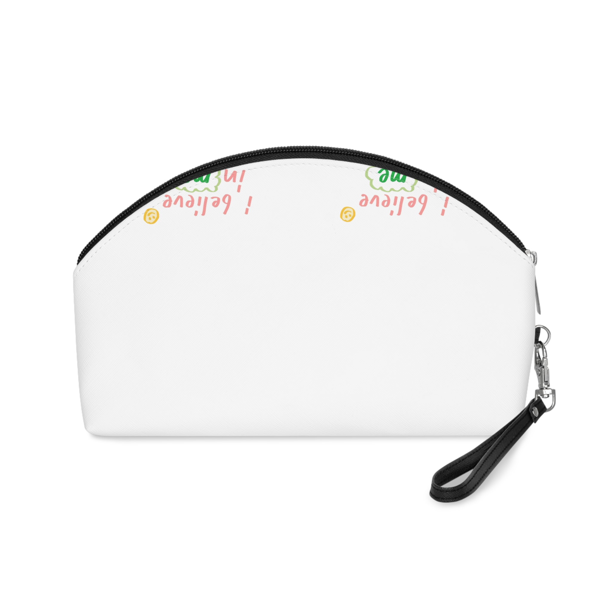 I Believe Me Doodle Typography Beige Background Vector Makeup Bag - Image 2