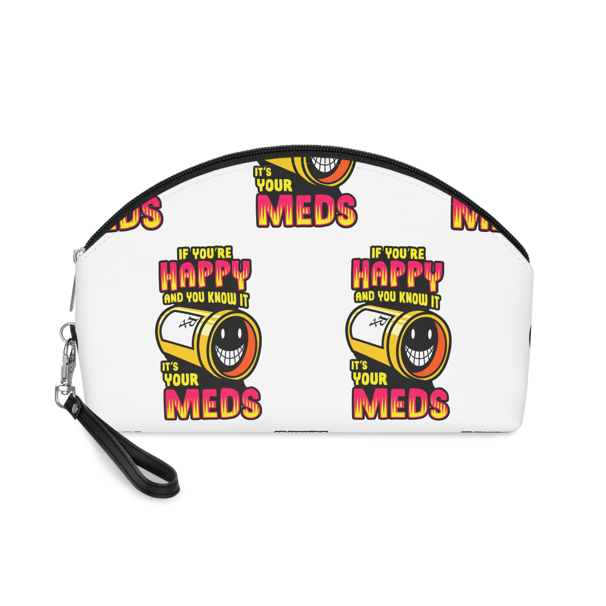 Happy Pill Med Medication Rx Smiling Enjoy Quote Shirt Print Poster Design Vector Makeup Bag