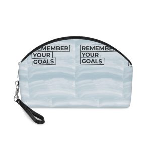 Inspirational Quote Remember Your Goals Blue Watercolor Background Makeup Bag