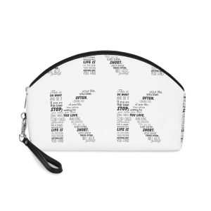 Letter K With Different Positive Phrases Isolated White Background Black White Makeup Bag
