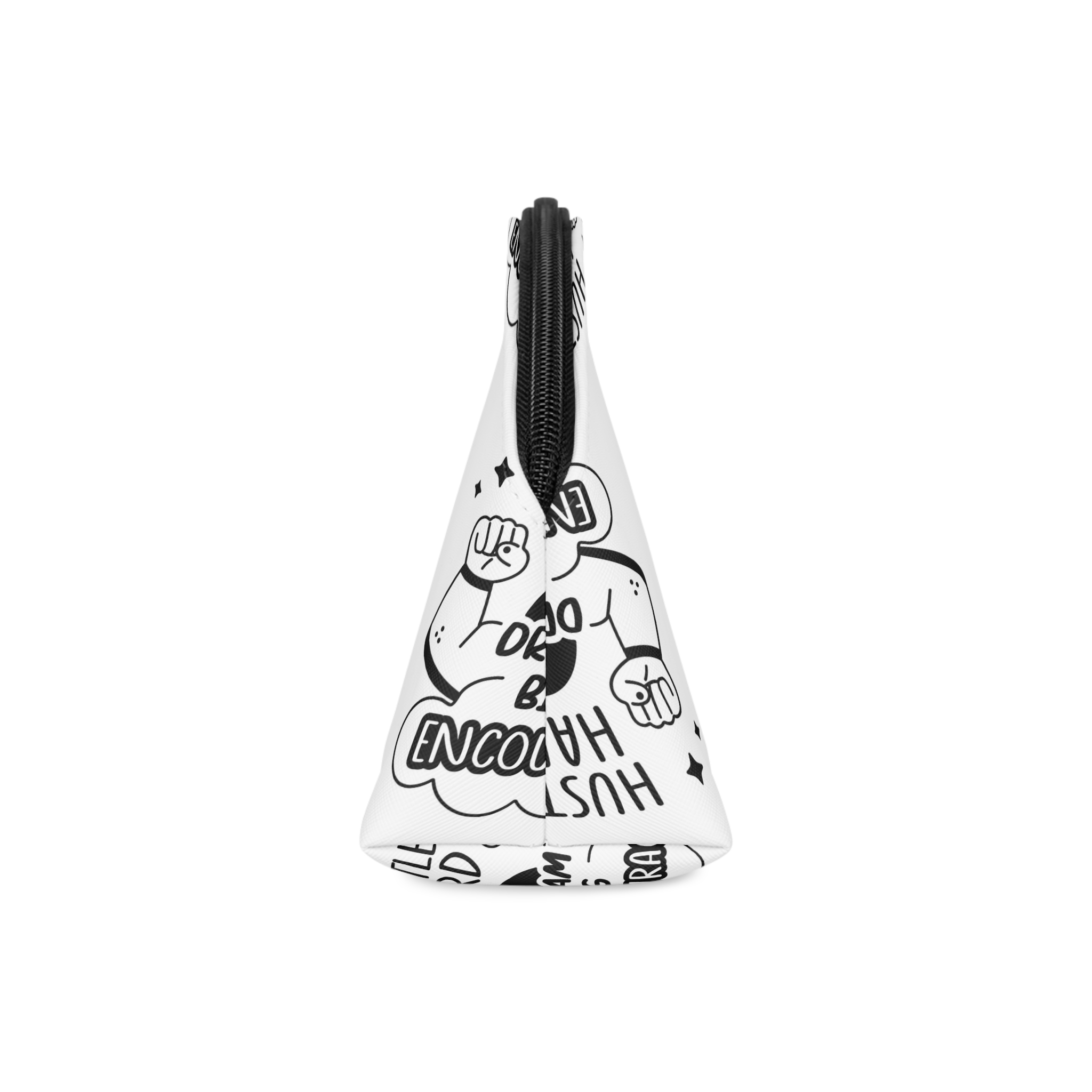 Glyph Sticker Strong Muscles With Hustle Hard Typography Makeup Bag - Image 4