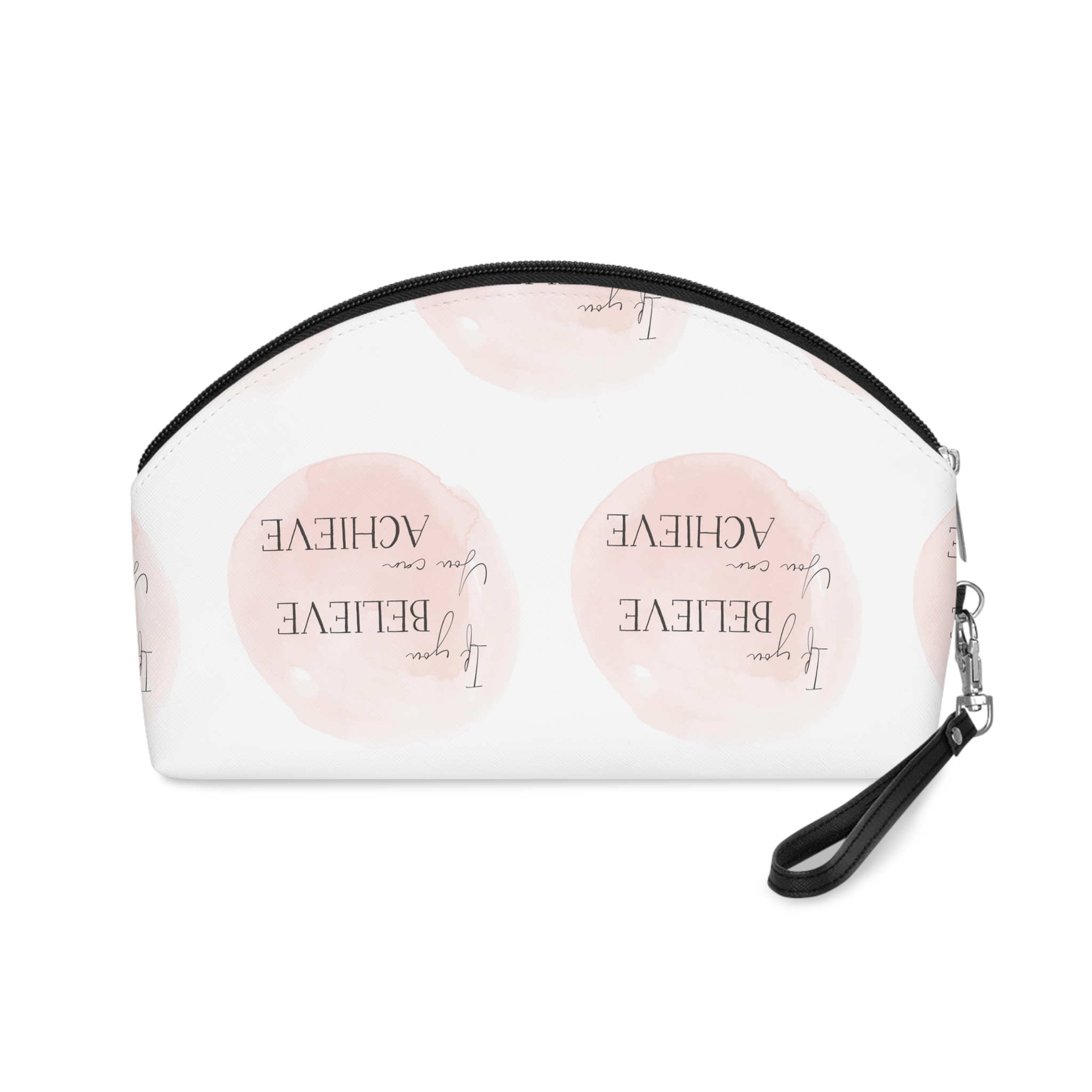 Inspirational Quote Background With Hand Painted Pink Watercolour Design Makeup Bag - Image 2