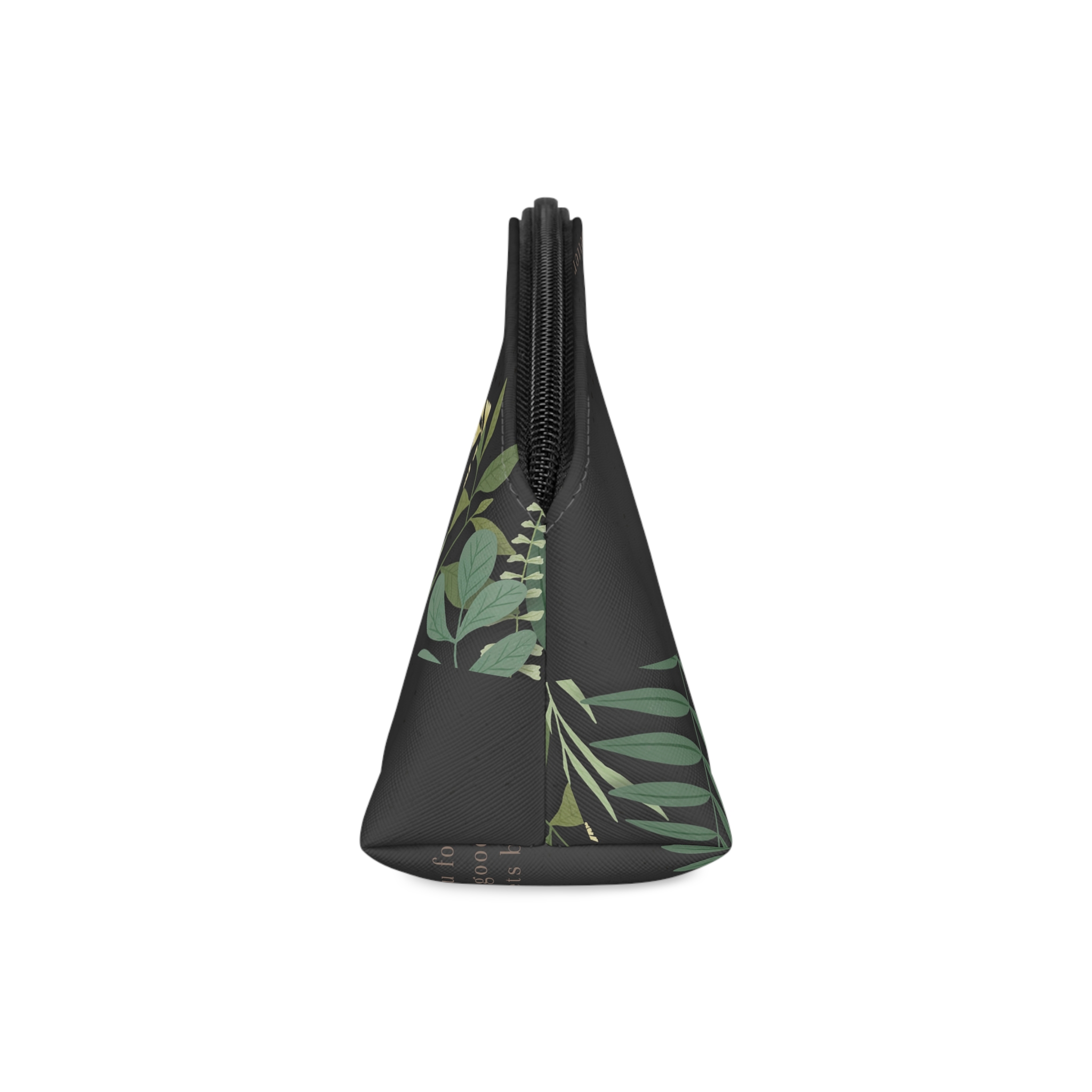 Green Leaves Phrase Dark Makeup Bag - Image 4