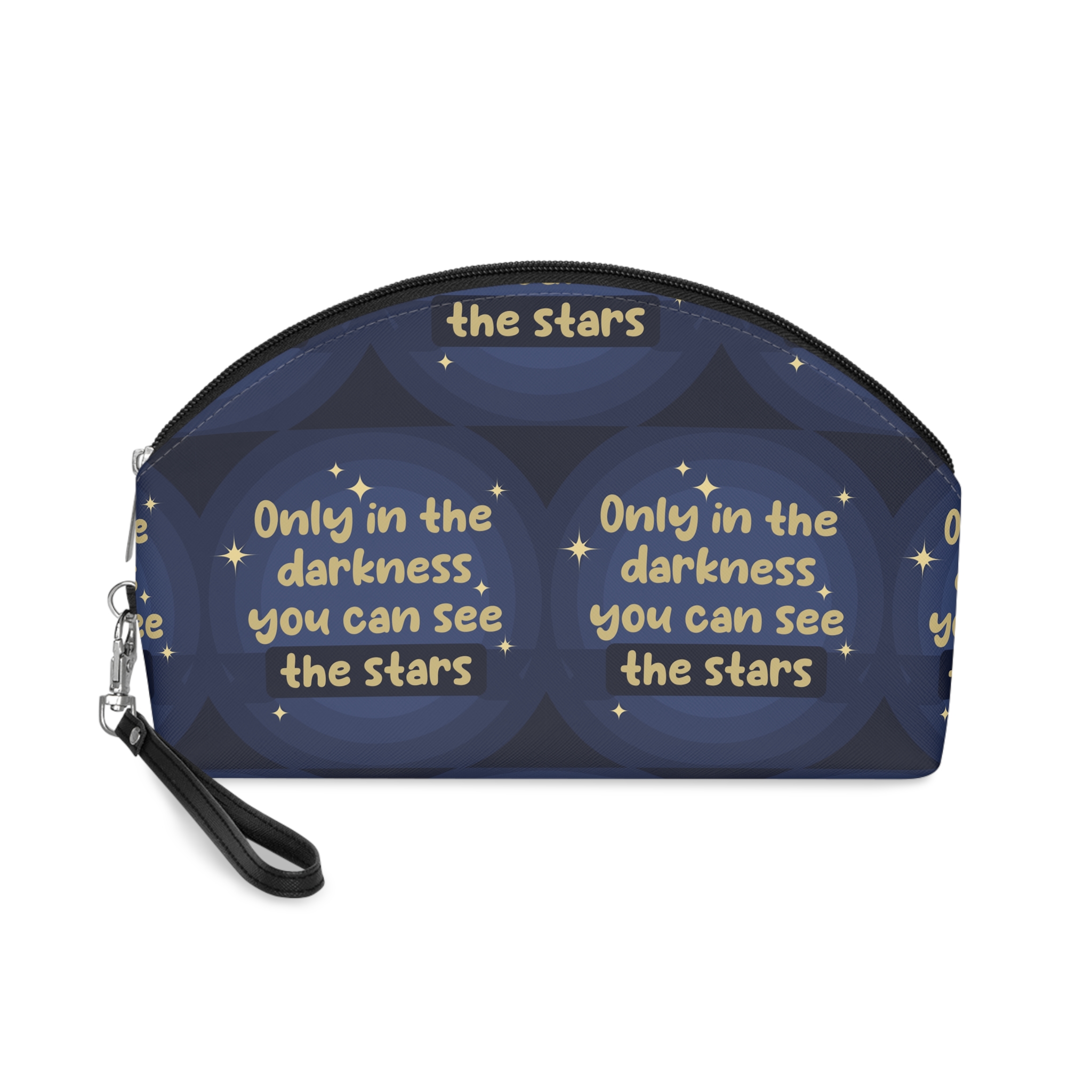 Creative Dark Star Background With Lettering Makeup Bag