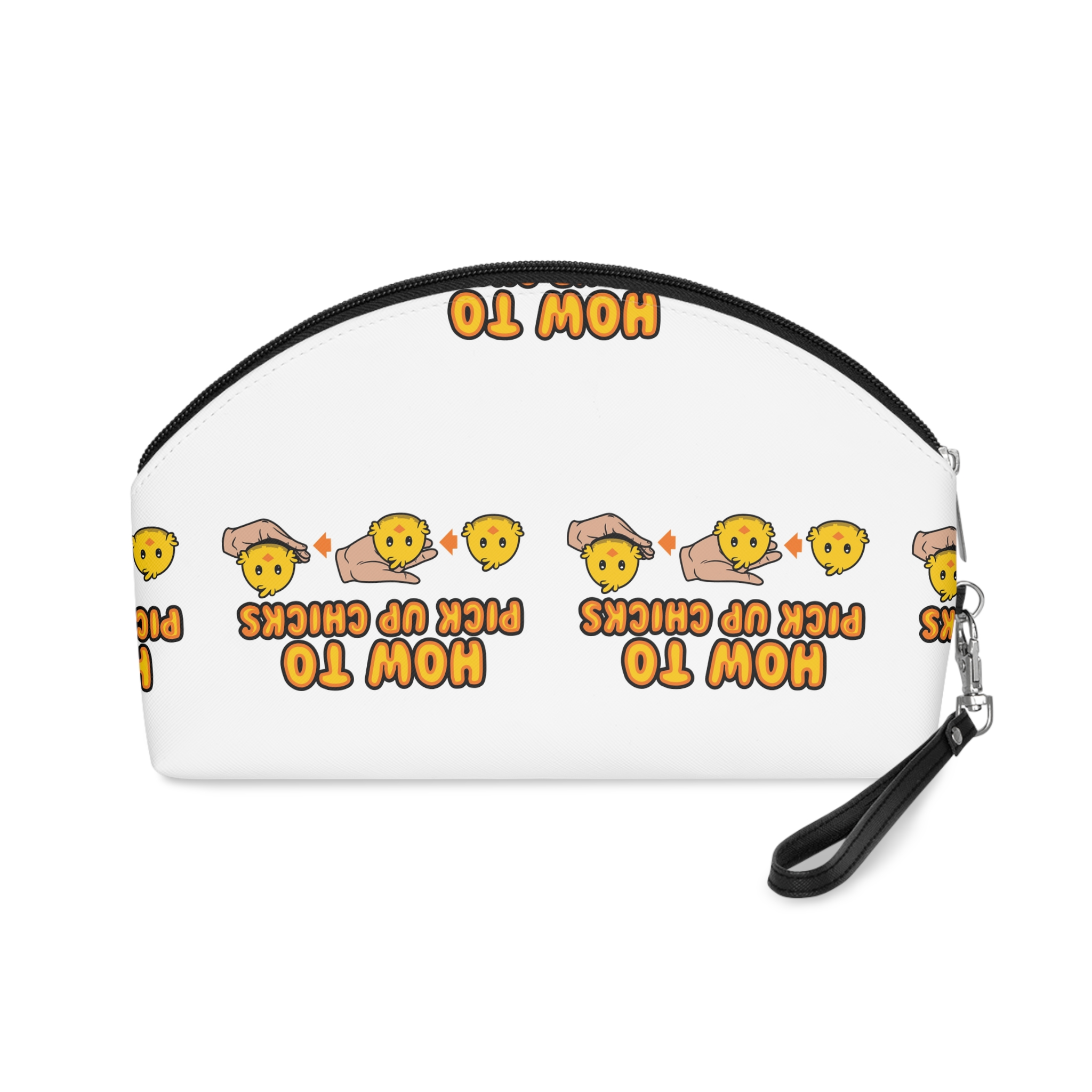 How Pick Up Chicks Chicken Baby Bird Cute Quote Shirt Print Poster Design Vector Makeup Bag - Image 2