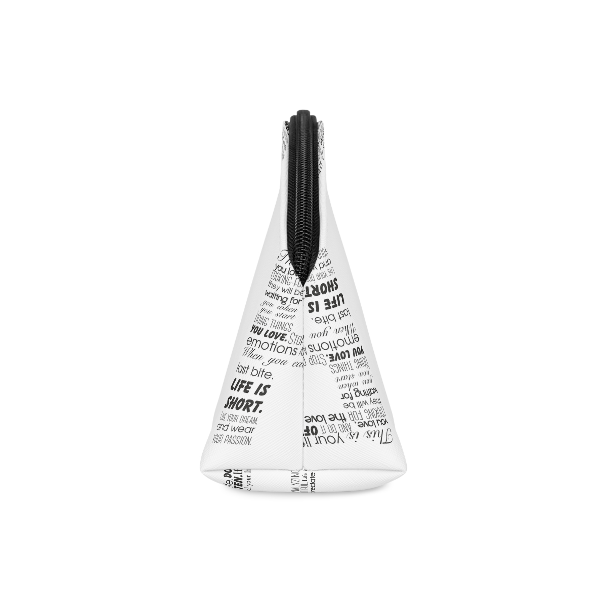 Letter F With Different Positive Phrases Isolated White Background Black White Makeup Bag - Image 4