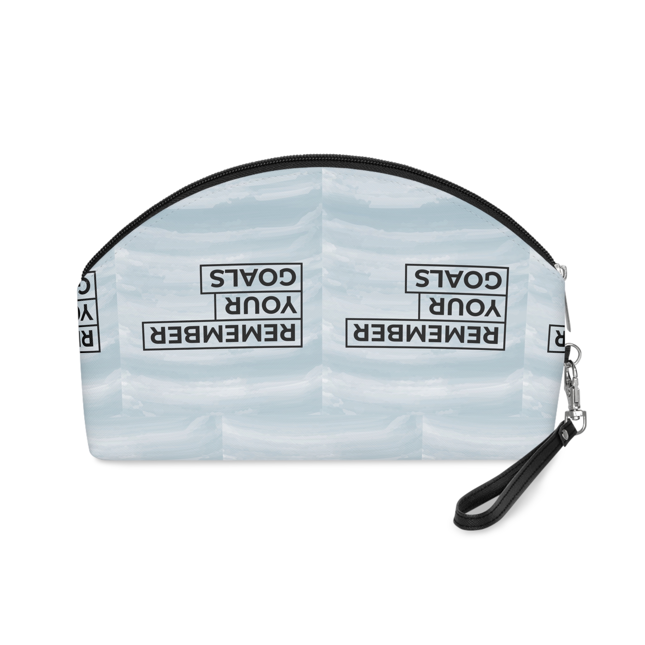 Inspirational Quote Remember Your Goals Blue Watercolor Background Makeup Bag - Image 2