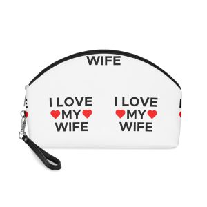 I Love My Wife Black Text With Red Hearts Icons Makeup Bag