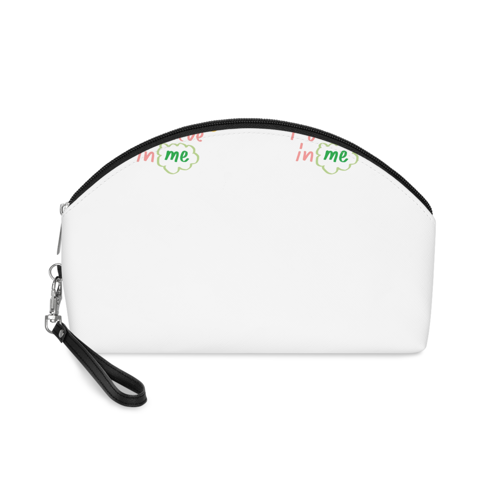 I Believe Me Doodle Typography Beige Background Vector Makeup Bag