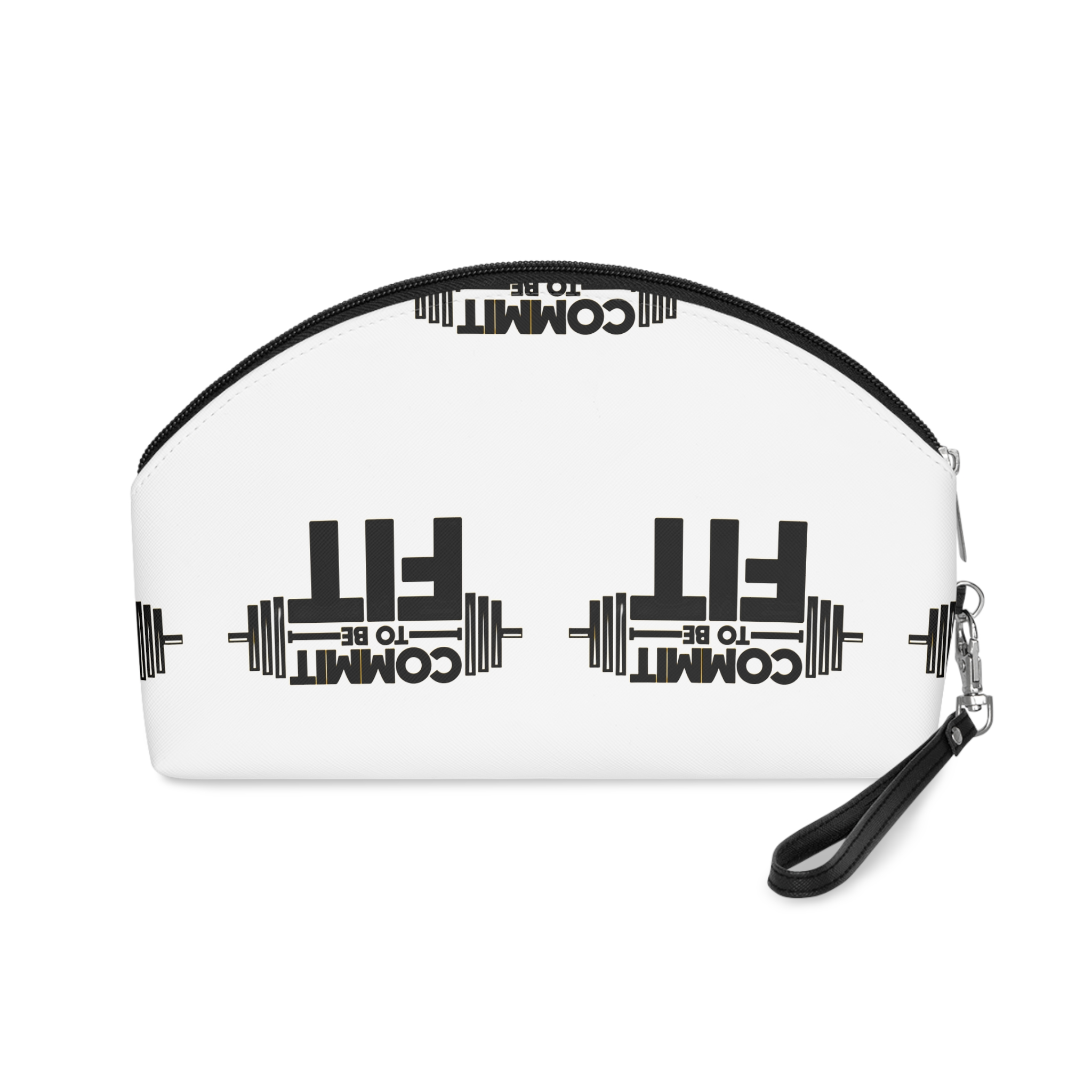 Commit To Be Fit Workout and Fitness Gym Motivation Typography Vector Makeup Bag - Image 2