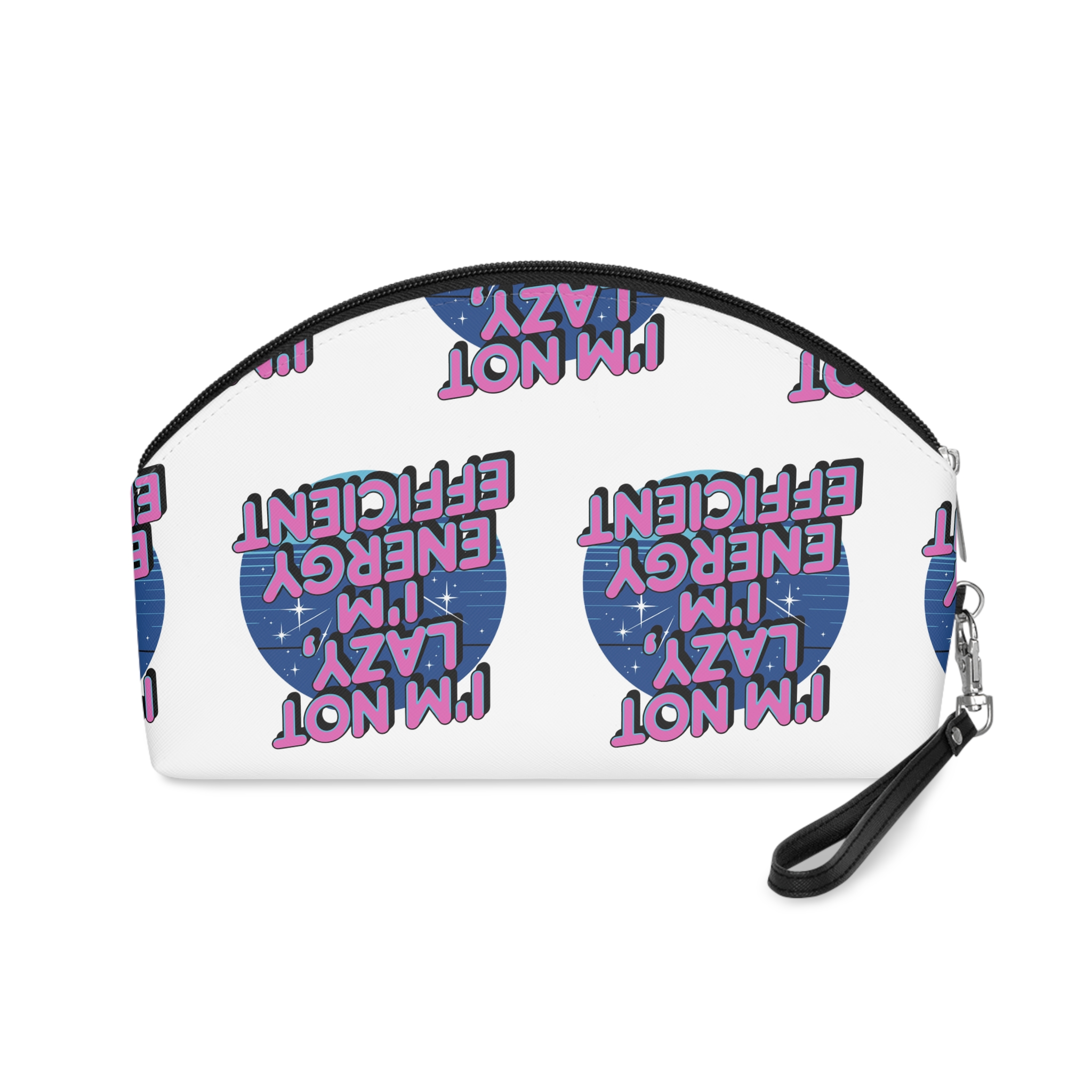 Im Lazy Im Energy Efficient T Shirt Design Funny Clever Typography Tshirt Design Makeup Bag - Image 2