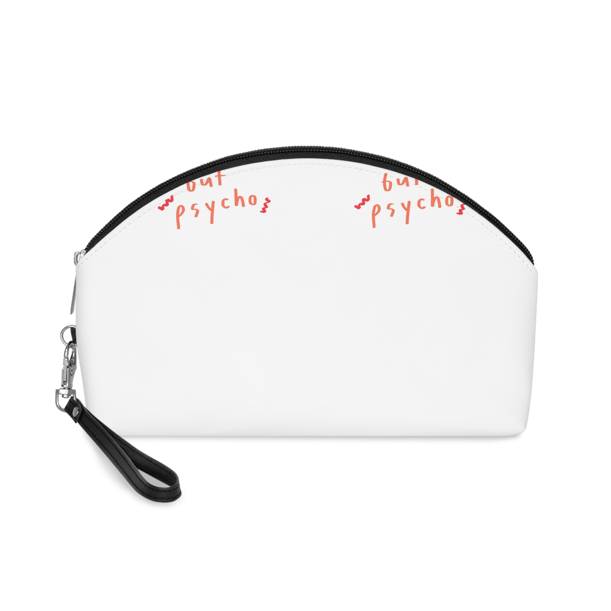 Cute Psycho Typography Pink Background Vector Makeup Bag