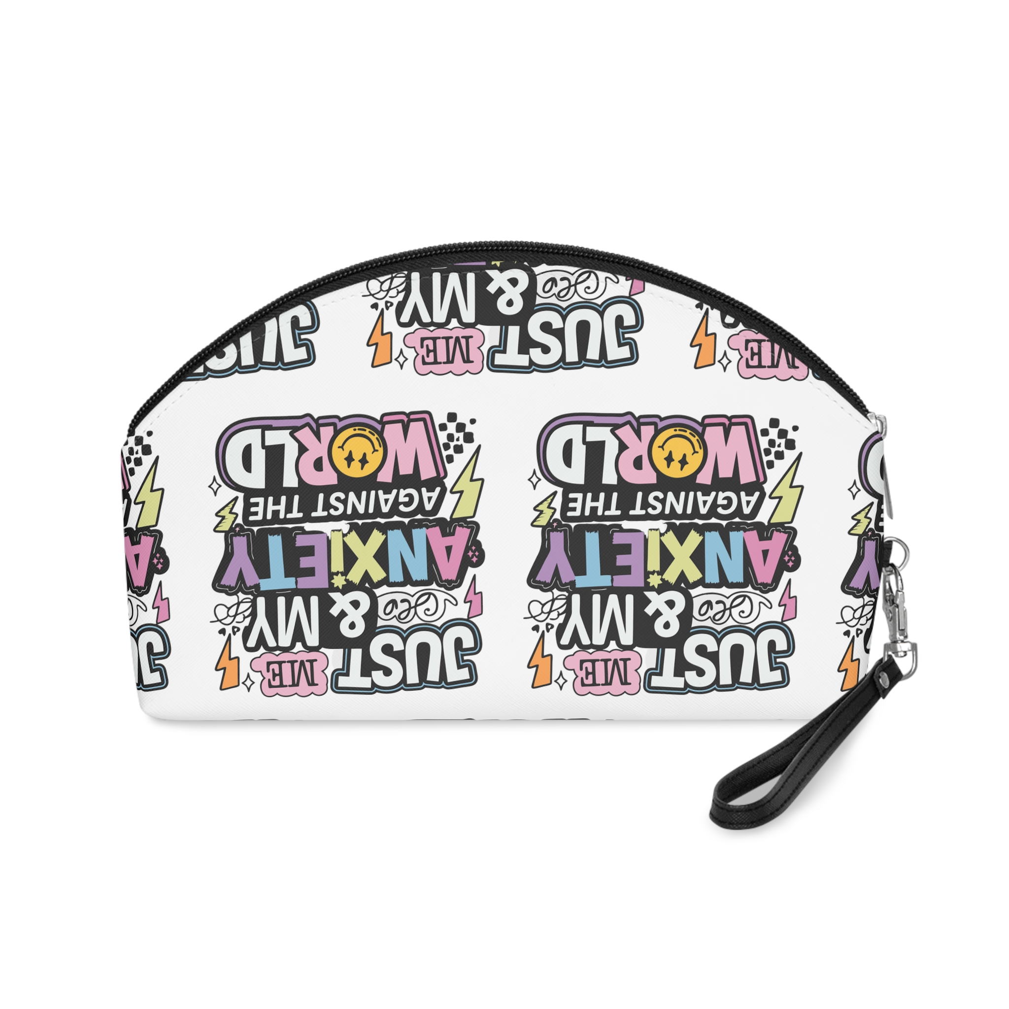 Just Me My Anxiety Against World Anxiety T Shirt Design Makeup Bag - Image 2