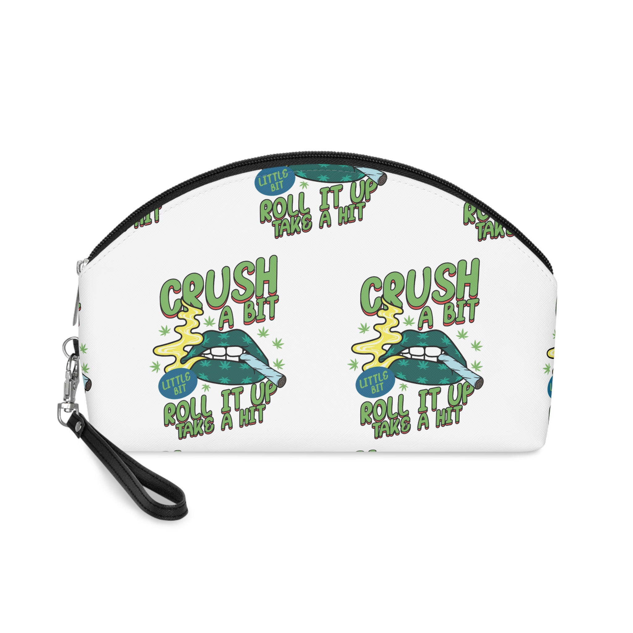 Crush Bit Roll It Up Smoking Lips Quote Vector Shirt Print Design Makeup Bag