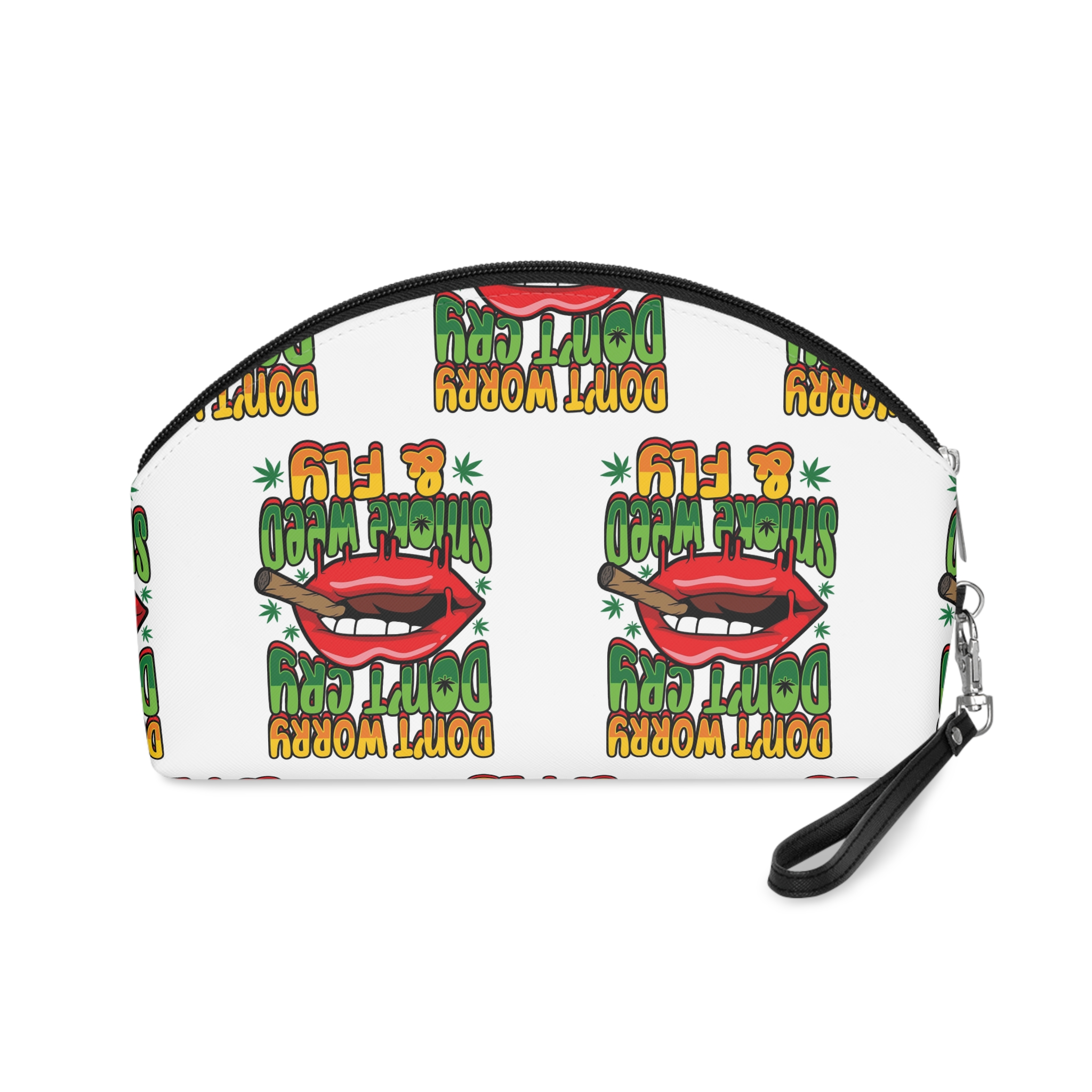 Dont Worry Dont Cry Smoking Lips Quote Vector Shirt Print Design Makeup Bag - Image 2